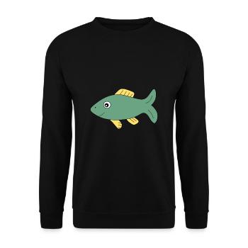 T-Shirt mit Fischmotiv,Angelbekleidung Geschenk  - Unisex Pullover - Schwarz - Vorne - Alina (178cm) & Michal (187cm)