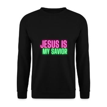 Jésus est mon Sauveur Les Proverbes chrétiens Vêtements - Sweat-shirt Unisexe - noir - Devant - Alina (178cm) & Michal (187cm)