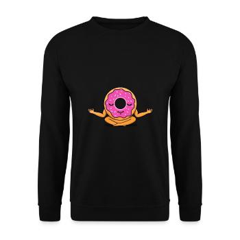 Meditierender Donut - Unisex Pullover - Schwarz - Vorne - Alina (178cm) & Michal (187cm)