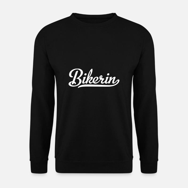 Bikerin front white - Unisex Pullover - Schwarz