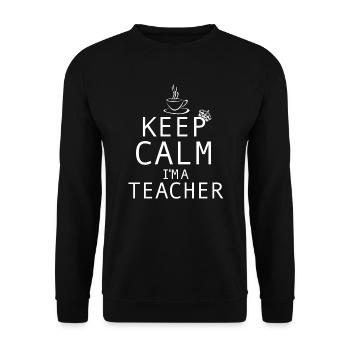 Lehrer Bleib ruhig ich bin Lehrer - Unisex Pullover - Schwarz - Vorne - Alina (178cm) & Michal (187cm)