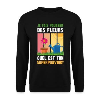 je fais pousser des fleurs - Sweat-shirt Unisexe - noir - Devant - Alina (178cm) & Michal (187cm)