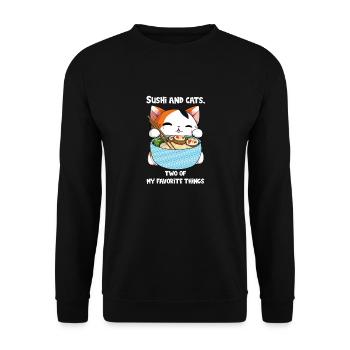 Sushi Dicton Chat de dessin animé - Sweat-shirt Unisexe - noir - Devant - Alina (178cm) & Michal (187cm)