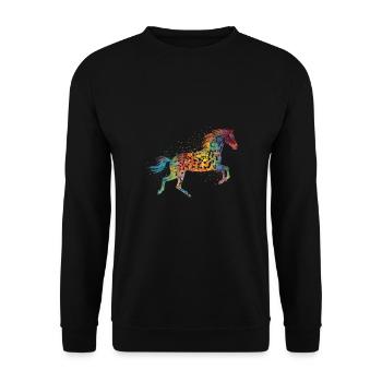 Pferd mit bunten Tupfen - Unisex Pullover - Schwarz - Vorne - Alina (178cm) & Michal (187cm)