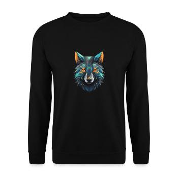 Polygon Wolf Kopf - Unisex Pullover - Schwarz - Vorne - Alina (178cm) & Michal (187cm)