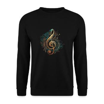 Clé ténor, clé basse, musique symbole - Sweat-shirt Unisexe - noir - Devant - Alina (178cm) & Michal (187cm)