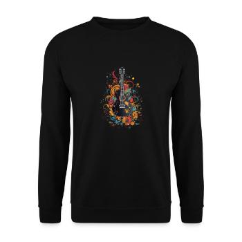 Gitarre mit Blumen vintage - Unisex Pullover - Schwarz - Vorne - Alina (178cm) & Michal (187cm)
