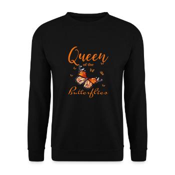 Schmetterling Monarchfalter Schmetterlinge - Unisex Pullover - Schwarz - Vorne - Alina (178cm) & Michal (187cm)