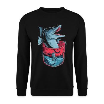 Geschenk für Barrakuda Fischliebhaber - Unisex Pullover - Schwarz - Vorne - Alina (178cm) & Michal (187cm)