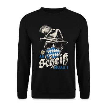 Grantler An Scheiss muas i, Festzelt, Bier & Gaudi - Unisex Pullover - Schwarz - Vorne - Alina (178cm) & Michal (187cm)
