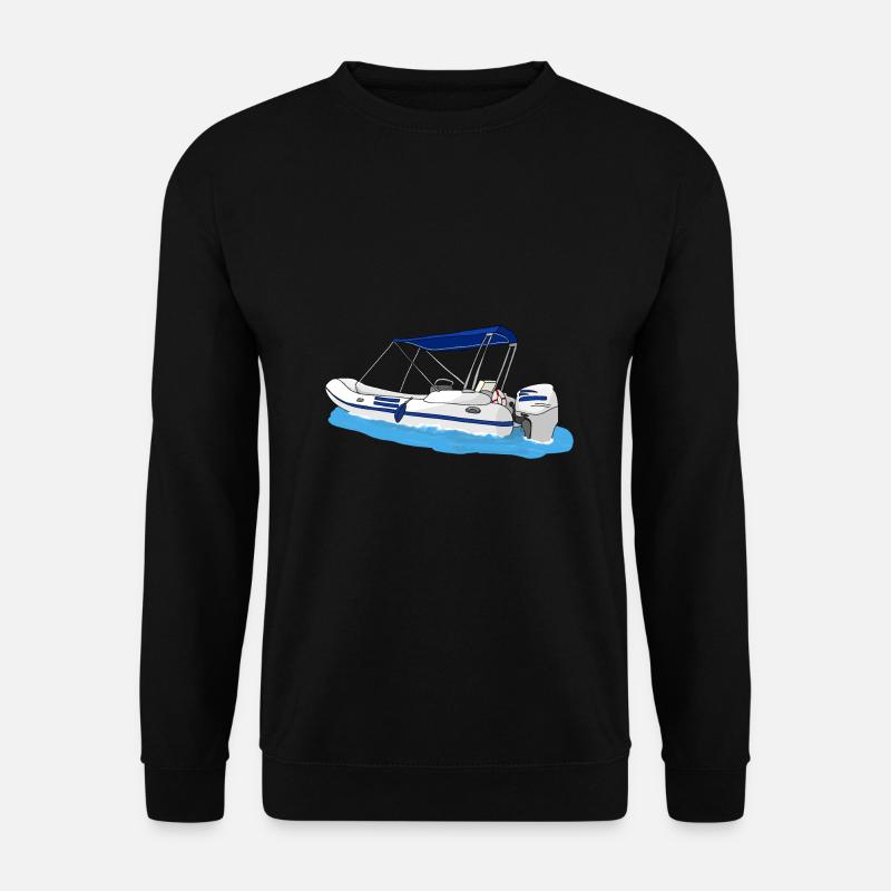 Boot Schlauchboot im Wasser - Unisex Pullover - Schwarz