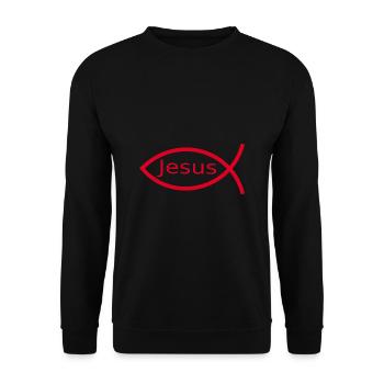 Jésus poisson Ichthys poisson poisson poisson - Sweat-shirt Unisexe - noir - Devant - Alina (178cm) & Michal (187cm)