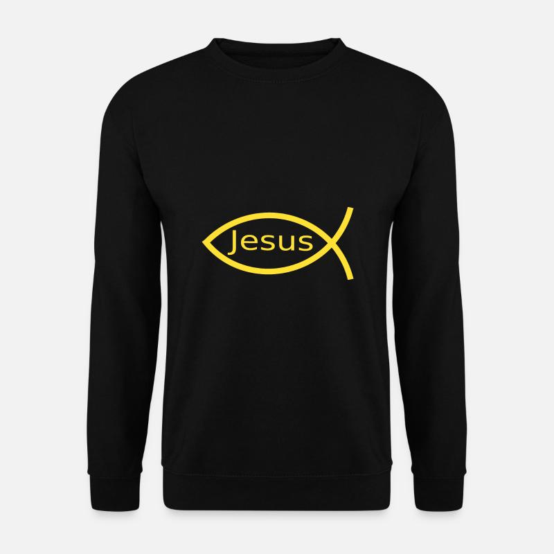 Jesusfisch Ichthys Fisch Fische - Unisex Pullover - Schwarz