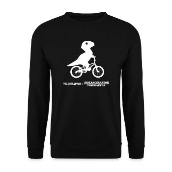 Velociraptor Drachen Dinosaurier Geschenkidee Nerd - Unisex Pullover - Schwarz - Vorne - Alina (178cm) & Michal (187cm)