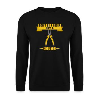 Don't be a loser buy a defuser Antiterror csgo ct - Unisex Pullover - Schwarz - Vorne - Alina (178cm) & Michal (187cm)