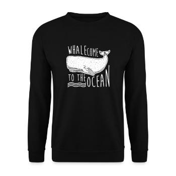 Wal Willkommen Ozean Geschenk Meer Säugetier - Unisex Pullover - Schwarz - Vorne - Alina (178cm) & Michal (187cm)
