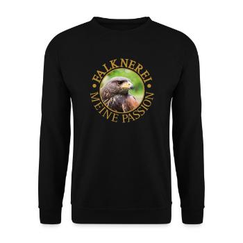 Falknerei meine Passion Geschenkidee - Unisex Pullover - Schwarz - Vorne - Alina (178cm) & Michal (187cm)