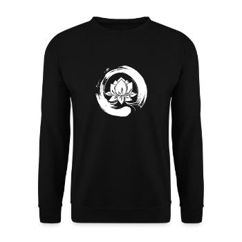 Enso Zen Lotus Yoga Meditation Symbol - Unisex Pullover - Schwarz - Vorne - Alina (178cm) & Michal (187cm)