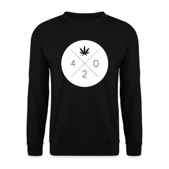 Cannabis 420 Hemp Leaf Circle White Kiffer Gift - Unisex Sweatshirt - black - Front - Alina (178cm) & Michal (187cm)