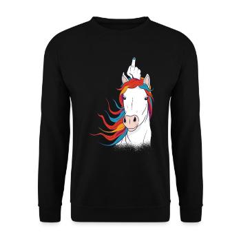 Un majeur de licorne - Sweat-shirt Unisexe - noir - Devant - Alina (178cm) & Michal (187cm)