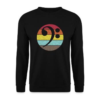 Clé de Basse. Clé de Basse vintage en détresse - Sweat-shirt Unisexe - noir - Devant - Alina (178cm) & Michal (187cm)