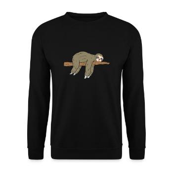 Faultier Faultiere Geschenk Sloth Ast - Unisex Pullover - Schwarz - Vorne - Alina (178cm) & Michal (187cm)