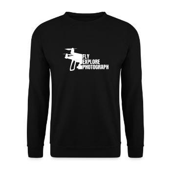 Drone Drone Pilot Flying Photo Leisure Gift - Unisex Sweatshirt - black - Front - Alina (178cm) & Michal (187cm)