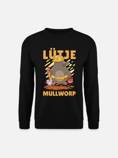 Lütje Mullworp Plattdeutsch Maulwurf - Unisex Pullover - Schwarz
