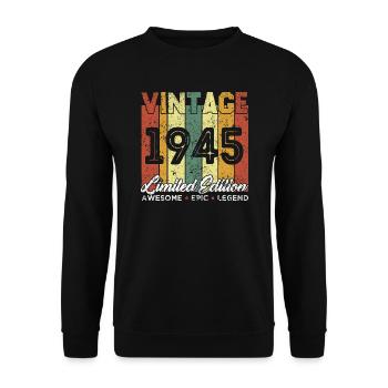 Vintage 1945 Birthday Gift Limited Edition - Unisex Sweatshirt - black - Front - Alina (178cm) & Michal (187cm)