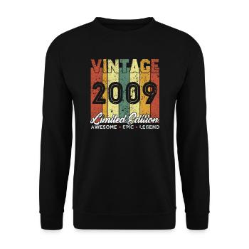 Cadeau D'anniversaire Vintage 2009 Edition limitée - Sweat-shirt Unisexe - noir - Devant - Alina (178cm) & Michal (187cm)