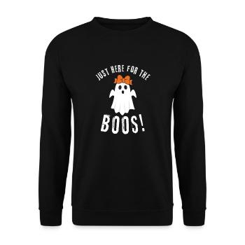 Just here for the Boos! Hilarious Halloween - Unisex Pullover - Schwarz - Vorne - Alina (178cm) & Michal (187cm)