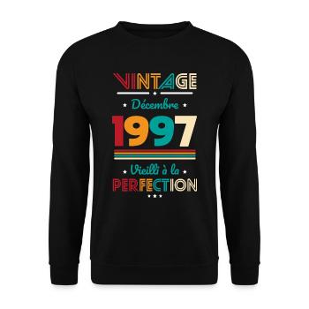 Anniversaire 25 ans - Décembre 1997 Vintage - Sweat-shirt Unisexe - noir - Devant - Alina (178cm) & Michal (187cm)