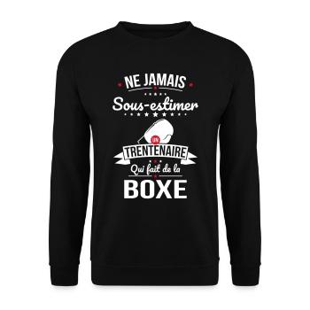 Sous-estimer un trentenaire qui fait de la boxe - Sweat-shirt Unisexe - noir - Devant - Alina (178cm) & Michal (187cm)