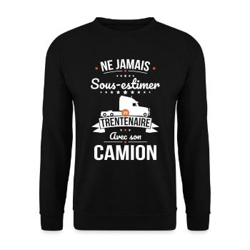 Sous-estimer un trentenaire avec son camion - Sweat-shirt Unisexe - noir - Devant - Alina (178cm) & Michal (187cm)