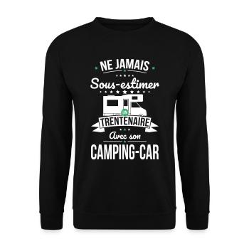 Sous-estimer un trentenaire avec son camping-car - Sweat-shirt Unisexe - noir - Devant - Alina (178cm) & Michal (187cm)