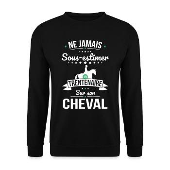 Sous-estimer un trentenaire sur son cheval - Sweat-shirt Unisexe - noir - Devant - Alina (178cm) & Michal (187cm)