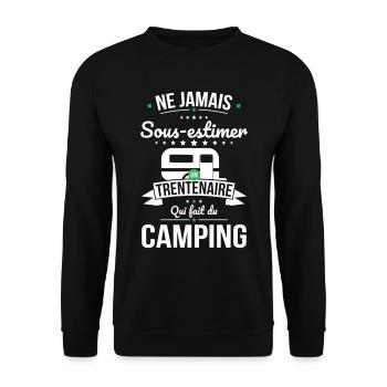 Sous-estimer un trentenaire qui fait du camping - Sweat-shirt Unisexe - noir - Devant - Alina (178cm) & Michal (187cm)