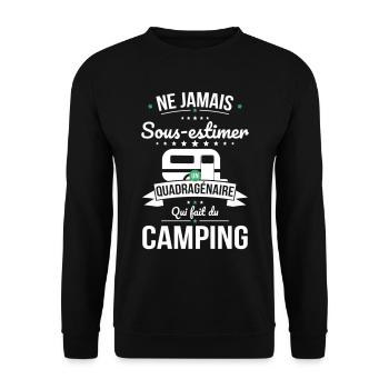 Sous-estimer un quadragénaire qui fait du camping - Sweat-shirt Unisexe - noir - Devant - Alina (178cm) & Michal (187cm)