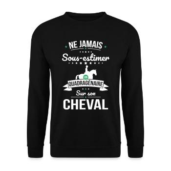 Sous-estimer un quadragénaire sur son cheval - Sweat-shirt Unisexe - noir - Devant - Alina (178cm) & Michal (187cm)