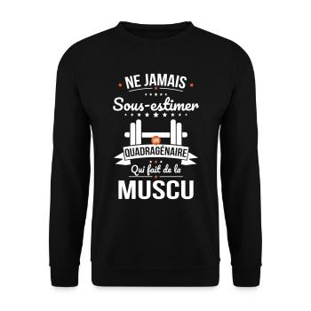 Sous-estimer un quadragénaire qui fait de la muscu - Sweat-shirt Unisexe - noir - Devant - Alina (178cm) & Michal (187cm)