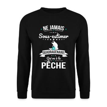 Sous-estimer un quadragénaire qui va à la pêche - Sweat-shirt Unisexe - noir - Devant - Alina (178cm) & Michal (187cm)