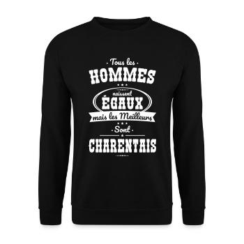 Hommes égaux les meilleurs sont Charentais - Sweat-shirt Unisexe - noir - Devant - Alina (178cm) & Michal (187cm)