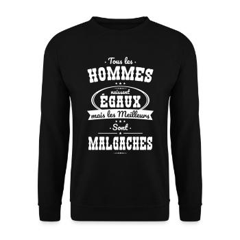 Hommes égaux les meilleurs sont Malgaches - Sweat-shirt Unisexe - noir - Devant - Alina (178cm) & Michal (187cm)