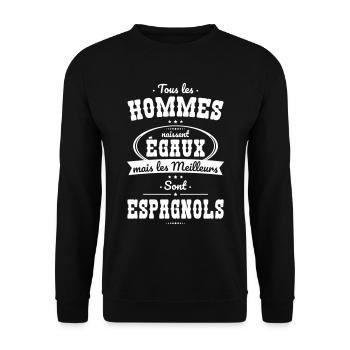 Hommes égaux les meilleurs sont Espagnols - Sweat-shirt Unisexe - noir - Devant - Alina (178cm) & Michal (187cm)