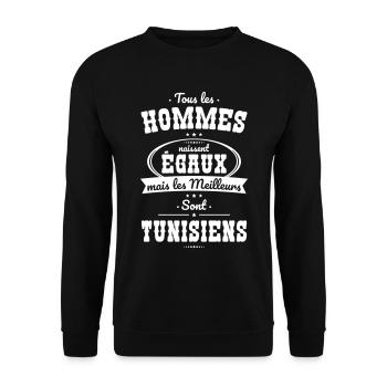 Hommes naissent égaux les meilleurs sont Tunisiens - Sweat-shirt Unisexe - noir - Devant - Alina (178cm) & Michal (187cm)
