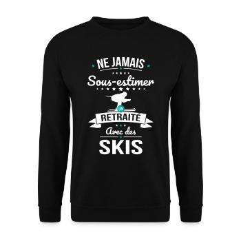 Sous-estimer un retraité avec des skis - Sweat-shirt Unisexe - noir - Devant - Alina (178cm) & Michal (187cm)