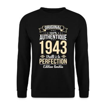 Anniversaire 81 ans - Original - 1943 - Sweat-shirt Unisexe - noir - Devant - Alina (178cm) & Michal (187cm)