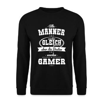Alle Männer gleich Besten werden Gamer - Unisex Pullover - Schwarz - Vorne - Alina (178cm) & Michal (187cm)