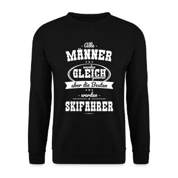 Alle Männer gleich Besten werden Skifahrer - Unisex Pullover - Schwarz - Vorne - Alina (178cm) & Michal (187cm)