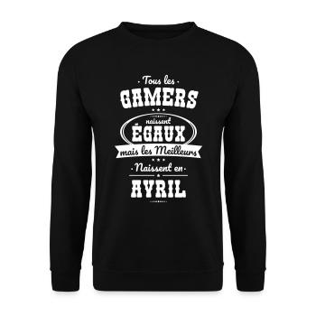 Gamers égaux meilleurs naissent en Avril - Sweat-shirt Unisexe - noir - Devant - Alina (178cm) & Michal (187cm)